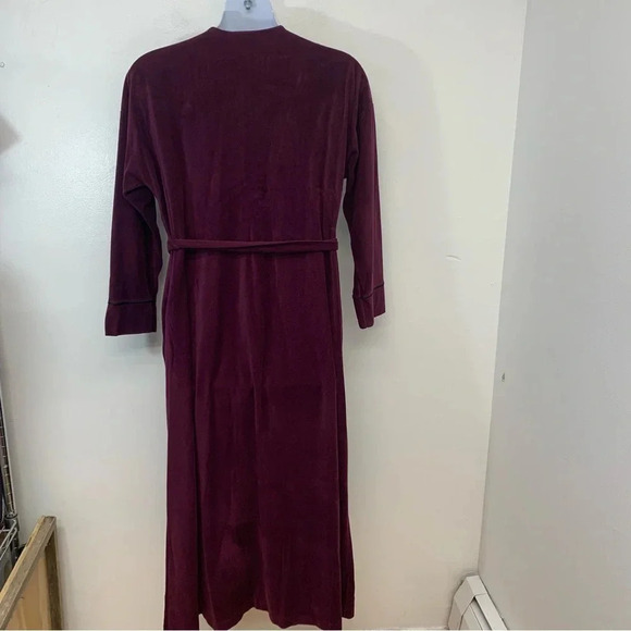 Vanity Fair Fleece  Robe Large House Coat Purple Pockets Embroidery Belt Vintage - Picture 5 of 13